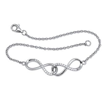 .16 TCW Round CZ Sterling Silver Infinity Charm Bracelet 7-inch
