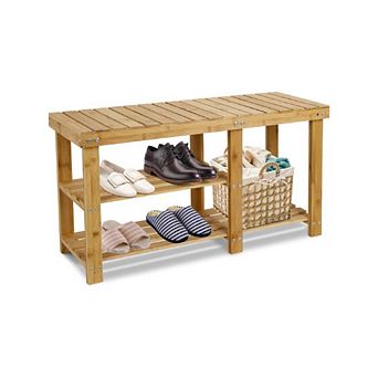 3-CUBE STORAGE WOODEN ENTRYWAY BENCH