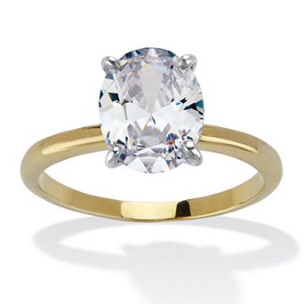 PalmBeach Jewelry 2.54 TCW Cubic Zirconia Oval Solitaire Engagement Ring