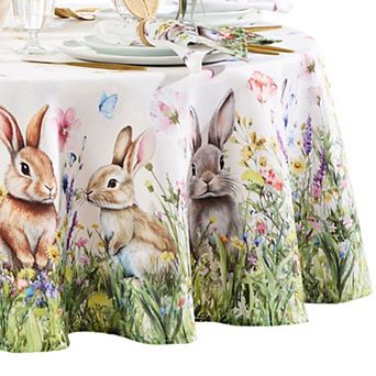 Bunny Blossom Easter Spring Round Tablecloth
