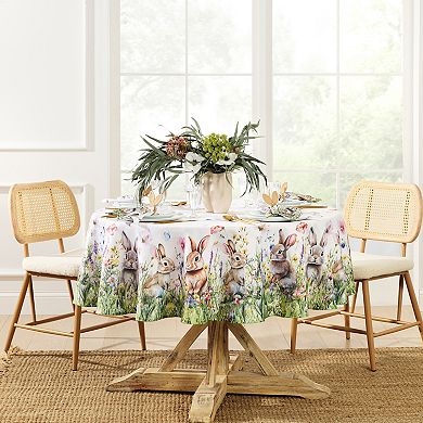 Bunny Blossom Easter Spring 70" Round Tablecloth