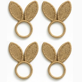 Burlap Bunny Ear Easter Napkin Rings, Set of 4