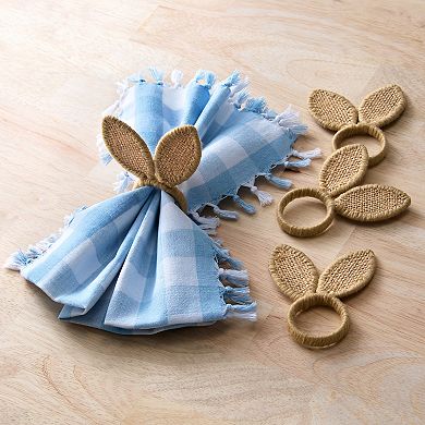 Burlap Bunny Ear Easter Napkin Rings, Set of 4