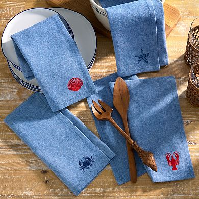 Coastal Embroidered Napkins, Set of 4