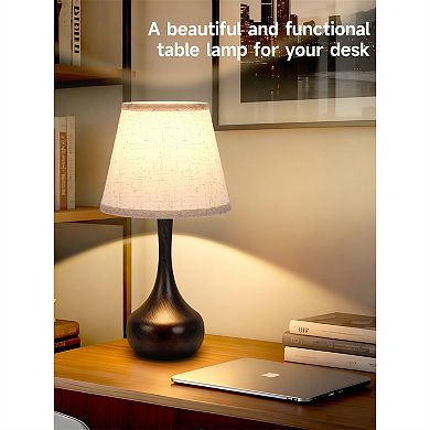 17.3 in. Table Lamp with Gray Linen Shade and Touch Control (Set of 2)