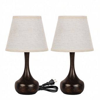 17.3 in Table Lamp with Gray Linen Shade and Touch Control (Set of 2)