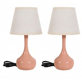 17.3 in Table Lamp with Gray Linen Shade and Touch Control (Set of 2)