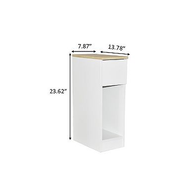 23.62 in. H White Titanium Rectangular Wood End Table with 1 Drawer