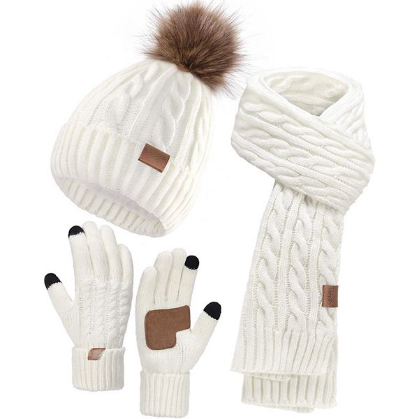 3-Piece Winter Set: Cozy Beanie, Long Scarf, Touchscreen Gloves