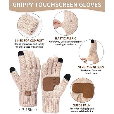 3-Piece Winter Set: Cozy Beanie, Long Scarf, Touchscreen Gloves for Women