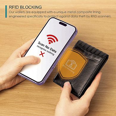 Pefiam Men's Full Grain Leather Bifold Wallet, 12 Card Slots, RFID Blocking, Slim Design