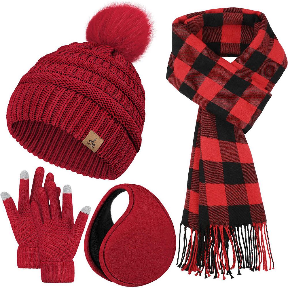 4-Piece Women's Winter Set: Hat, Scarf, Gloves, Ear Muffs