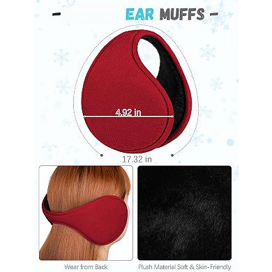4-Piece Women's Winter Set: Hat, Scarf, Gloves, Ear Muffs, Touchscreen Cap, Knit Plaid