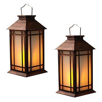 Set of 2 13" LED Candle Lanterns with 6hr Timer, Cozy Flame Glow, Durable ABS, Indoor/Outdoor Decor