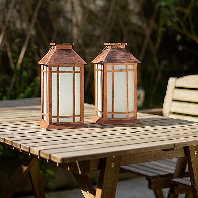 Set of 2 13" LED Candle Lanterns with 6hr Timer, Cozy Flame Glow, Durable ABS, Indoor/Outdoor Decor