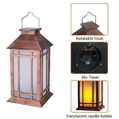 Set of 2 13" LED Candle Lanterns with 6hr Timer, Cozy Flame Glow, Durable ABS, Indoor/Outdoor Decor