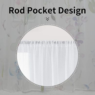 Elegant Blue Pink Floral Printed Chiffon Curtains, 54x84" Panels, Soft Breathable, Easy Care