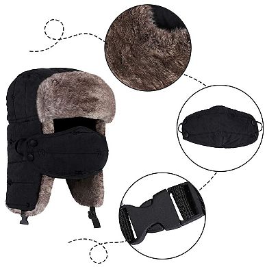 Warm Winter Trapper Hat & Touchscreen Gloves - Adjustable Ear Flaps, Waterproof, Breathable