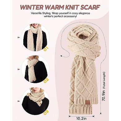 4-Piece Winter Set: Hat, Scarf, Gloves, Headband for Women Touchscreen Gloves, Extra-Long Scarf