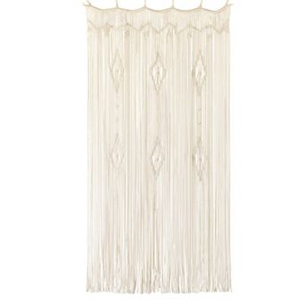 Macrame Cotton Curtain, Boho Style, 35"W x 70"L, Handmade for Bedrooms, Living Rooms, Weddings