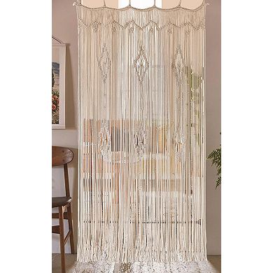 Macrame Cotton Curtain, Boho Style, 35"W x 70"L, Handmade for Bedrooms, Living Rooms, Weddings