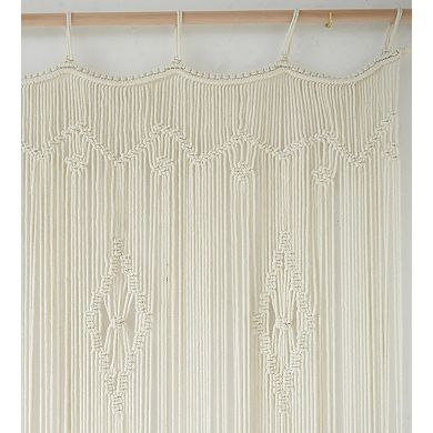 Macrame Cotton Curtain, Boho Style, 35"W x 70"L, Handmade for Bedrooms, Living Rooms, Weddings
