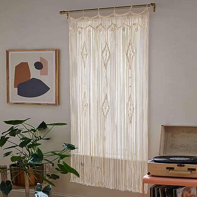 Macrame Cotton Curtain, Boho Style, 35"W x 70"L, Handmade for Bedrooms, Living Rooms, Weddings