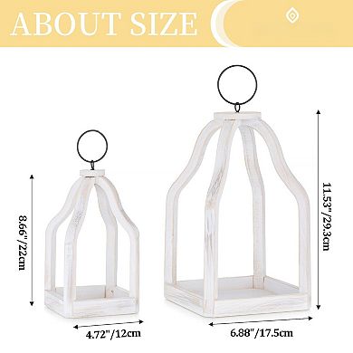 Set of 2 Rustic Wood Lanterns for Home Decor - Versatile for Indoor Outdoor Spaces