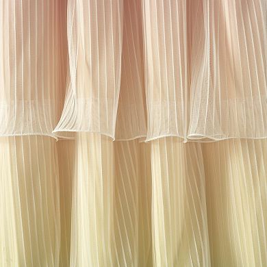 100% Polyester Rainbow Ruffled Curtain Set for Kids Bedroom