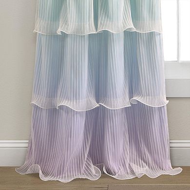 100% Polyester Rainbow Ruffled Curtain Set for Kids Bedroom