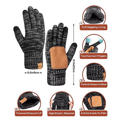 Unisex Winter 3-Piece Set: Touchscreen Gloves, Foldable Hat, Thick Scarf - for Cold Weather