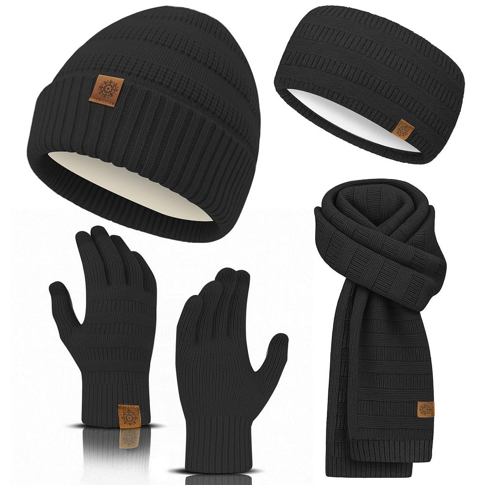 4-Piece Winter Gift Set: Knit Beanie, Long Scarf  display picture 3