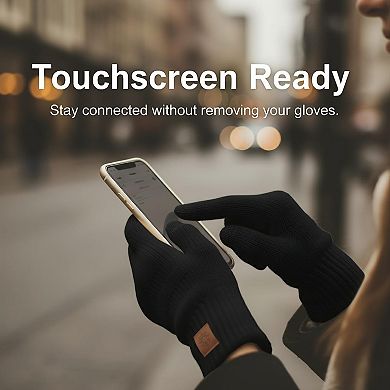 4-Piece Winter Gift Set: Knit Beanie, Long Scarf, Touchscreen Gloves, Fleece Headband