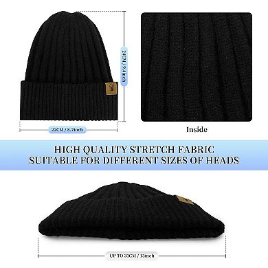 Men's Winter Warm Fleece Lined Beanie, Scarf, Touchscreen Gloves Set