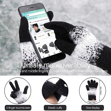 Premium Nylon & Acrylic Women's Winter Knit Hat Gloves Scarf Set