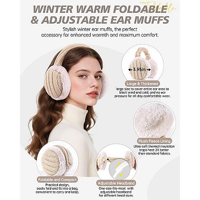 4-Piece Winter Set: Fleece Lined Hat, Touchscreen Gloves, Long Scarf, & Earmuffs for Women