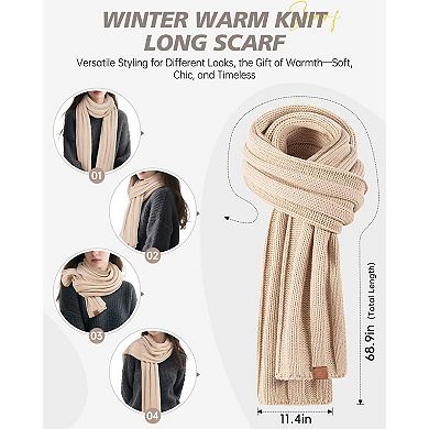 4-Piece Winter Set: Fleece Lined Hat, Touchscreen Gloves, Long Scarf, & Earmuffs for Women