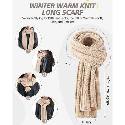 Fleece Lined Winter Beanie Scarf Gloves Set Touchscreen Chic Cozy 3PC Womens Winter Knit Hat Scarf and Gloves Set Fleece Lined  main image 4