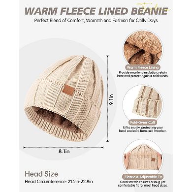 4-Piece Winter Set: Fleece Lined Hat, Touchscreen Gloves, Long Scarf, & Earmuffs for Women