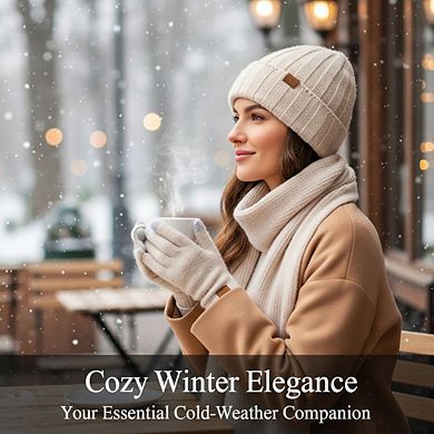 Unisex Acrylic Polyester Winter Hat Scarf Gloves Set