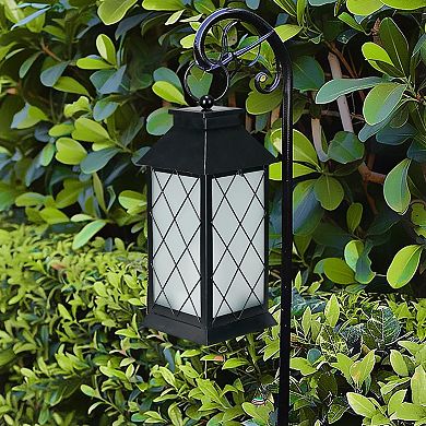 18" Solar Lantern - Outdoor Hanging Decor with Flickering Flame,10-12H Use, Rustproof Metal