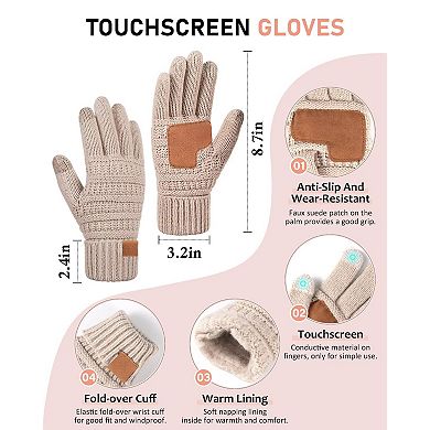 4-Piece Winter Set: Slouchy Beanie, Headband, Touchscreen Gloves, Thick Scarf