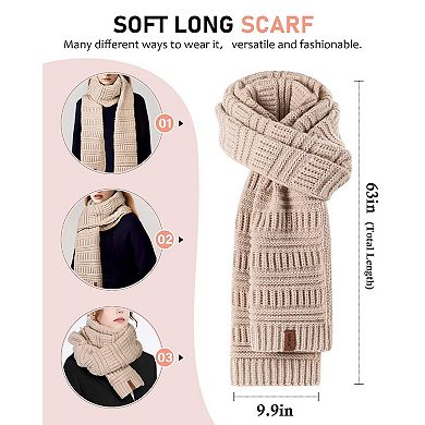 4-Piece Winter Set: Slouchy Beanie, Headband, Touchscreen Gloves, Thick Scarf
