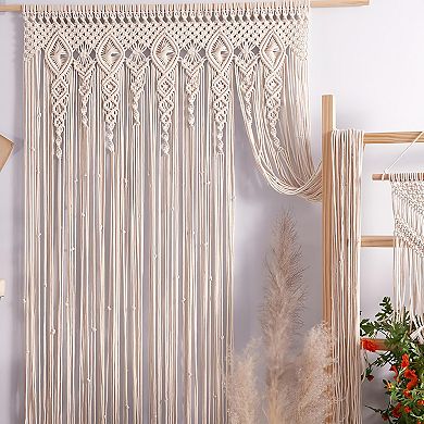 Handmade Macrame Curtain, 100% Cotton, Boho Decor, Adjustable Width, Unique Home Decor
