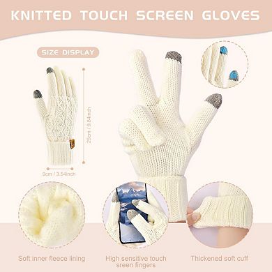 3 in 1 Women's Winter Set: Fleece Lined Beanie, Touchscreen Gloves, Long Scarf