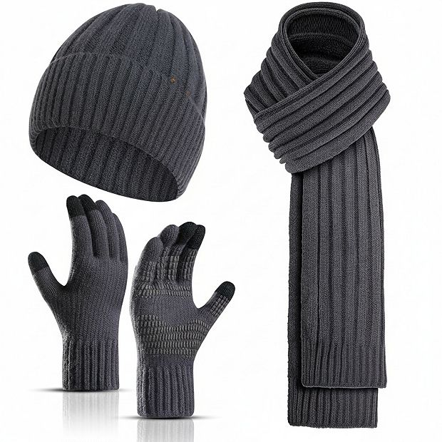 3pcs Winter Hat Gloves Scarf Set for Men - Touchscreen, Anti  display picture 1