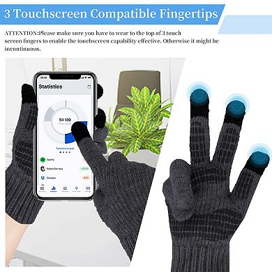 3pcs Winter Hat Gloves Scarf Set for Men - Touchscreen, Anti-Slip, Warm