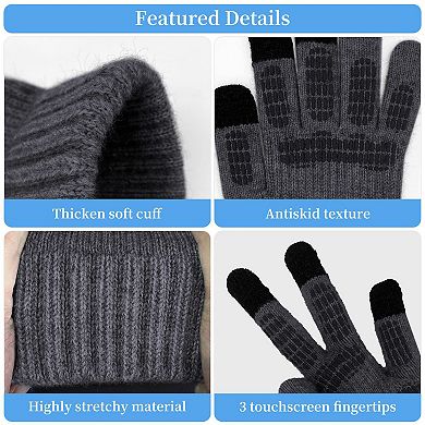 3pcs Winter Hat Gloves Scarf Set for Men - Touchscreen, Anti-Slip, Warm