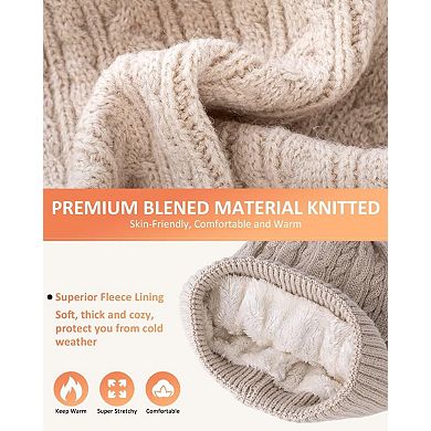 Women's Winter Hat, Scarf, Gloves Set - Pom Fleece Lined, Touchscreen, Stylish