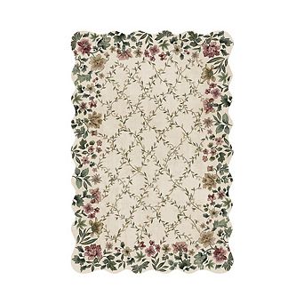 Boho Vintage Floral Rug with Irregular Edge - Non-Slip, Washable Low Pile Carpet for Entryway